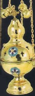   byzantine church censer greek type with the 12 bells it has enamel