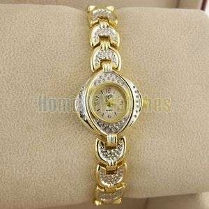 Elegant Stainless Steel Ladies Golden Dress Bracelet Wrist Watch 