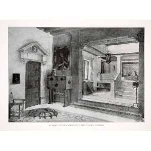  1925 Print Perspective Render Renaissance Interior Spain 