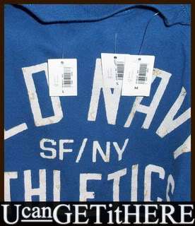 Mens Old Navy SF/NY Athletics T Shirt S, M, L NWT Blue White Tee..NEW 