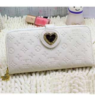   women long white purse wallet zip clutch mobile phone case bag  