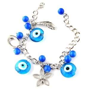 Evil Eye Bracelet (BLUE)   Stainless steel evil eye jewelry with glass 
