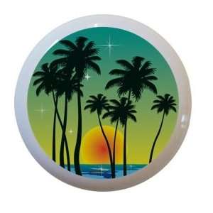 Tropical Sunset Ceramic Cabinet Drawer Pull Knob