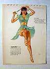 Original September 1948 Varga Pinup Calendar Brunette W/ Alluring Long 