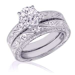  .70 Ct Round Ideal Cut Diamond Wedding Ring Set 14K SI3 
