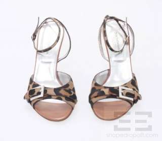Dolce & Gabbana Leopard Print Pony Hair Jeweled Buckle Heels Size 39 