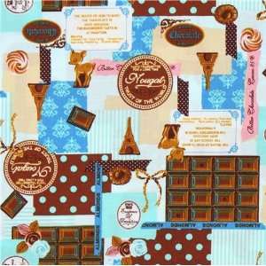 blue Japanese fabric France chocolate Cosmo (Sold in multiples of 0.5 