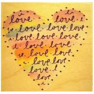  Love Filled Heart Wood Mounted Rubber Stamp (F3050): Arts 
