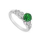   Emerald and Diamond Engagement Ring : 14K White Gold   1.75 CT TGW
