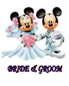 Mickey & Minnie Mouse bride groom Iron on Transfer 4x6  