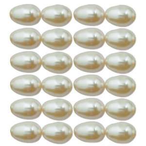   Cream Rose Swarovski Crystal Drop Pearl Beads 11x8mm