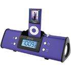   Alarm Clock Stereo Speaker System Purple Line In Jack AC Adapter
