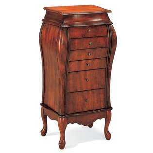 Coaster Cherry finish wood jewelry armoire cabinet chest with gentle 