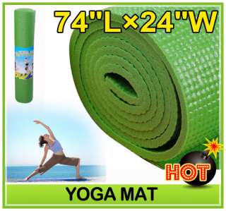 74 x 24 x 1/4(6.3mm) Thick Yoga Mat Pad Non Slip Exercise Fitness 