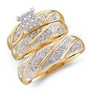   Diamond Engagement Rings & Wedding Bands Set 10k Yellow Gold (0.27 CT