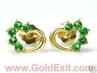 14K Gold Ladies CZ Amethyst Green Heart Earrings NEW