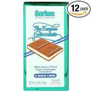 Sorbee Sugar Free Dark Chocolate Bars Filled with Mint Creme, 3.5 