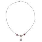 Clevereves Flower Ruby Diamond Sterling Silver Pendant Necklace