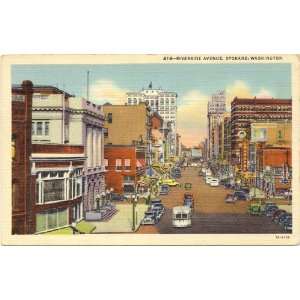   Postcard Riverside Avenue   Spokane Washington 