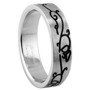 316L Stainless Steel Ring with Laser Engraved Design. Width 6mm. Size 
