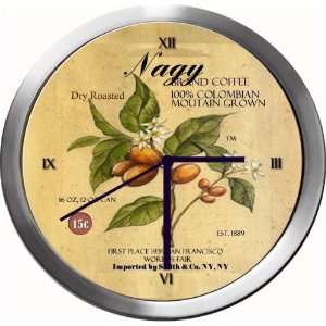  NAGY 14 Inch Coffee Metal Clock Quartz Movement Kitchen 