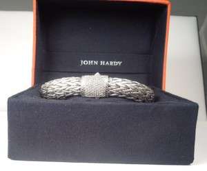 John Hardy XL Sterling 12 mm Classic Chain Bracelet .77 ct Diamonds 