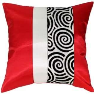 Artiwa 16x16 Throw Couch Decorative Silk Pillow Cover  Red And Cream 