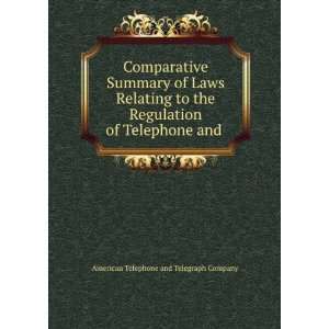  Comparative Summary of Laws Relating to the Regulation of 