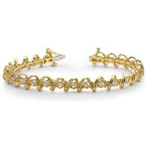 14k Yellow Gold, Diamond Twist Tennis Bracelet, 1.4 ct. (Color: GH 