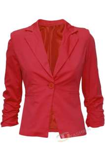 New Womens Ladies One Button Blazer Jacket Coat Size S,M,L,XL,XXL 