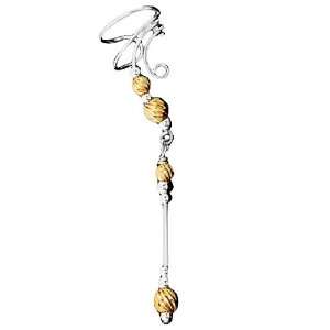   Only Pierceless Long Dangle Gold Filled Twist Beads Ear Cuffs Jewelry