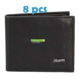 New Elegant 8 Pcs Card Mens PU Leather Bifold Wallet Black  