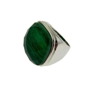 Sterling Silver Malachite Crystal Top Ring Jewelry