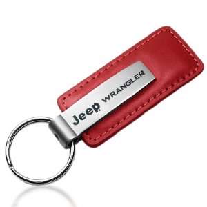   Jeep Wrangler Red Leather Car Key Chain, Official Licensed: Automotive