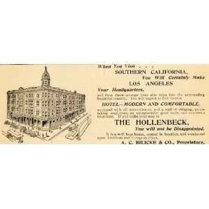 1895 Ad Hollenbeck Hotel Los Angeles City A. C. Bilicke 