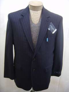 CHAPS Mens Wool Navy Pinstripe 2 Button Sport 44L Coat Lined Suit 