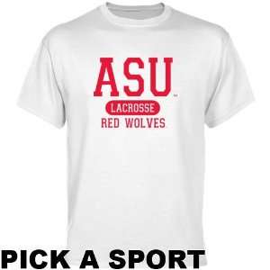   State Red Wolves White Custom Sport T shirt  
