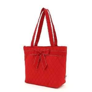  Stitched Ribbons Accent Large Bucket Handbag Red 