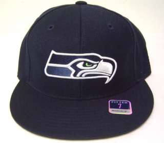 Navy Seattle Seahawks 3D Logo Flat bill Fitted NFL Cap  