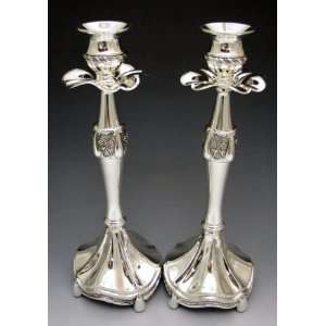  Silver Plated Shabbat Candlesticks Set of 2   11.5 
