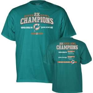   Aqua  2X Super Bowl Champions Commemorative T Shirt