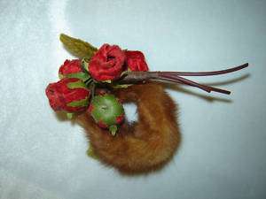 Vintage FUR & ROSE Pin / Corsage for COAT Sweet Accent  