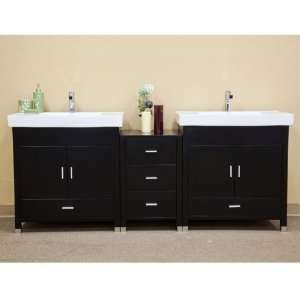  Linear 80.7 Inch Double Sink Vanity Wood (Black) (33.5H x 80 