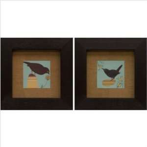 Phoenix Galleries BGR1143 Birds on Aqua Framed Print Set  