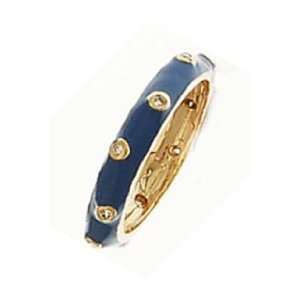   Vermail Overlay Sea Blue Enamel Ring With CZ Circle Stones Jewelry