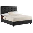 Skyline Furniture Tufted Leather Bed in Black   Full Size