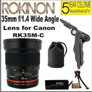  Rokinon 35mm f/1.4 Wide Angle Lens for Canon (RK35M C) + 5 