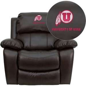   Utah Utes Embroidered Brown Leather Rocker Recliner 
