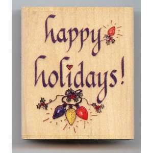  Hampton Art Stamps Happy Holidays Wooden Mount Rubber Stamp 