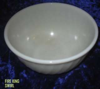 VINTAGE FIRE KING GLASS IVORY WHITE 9 MIXING BOWL SWIRL  